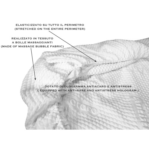 Coprimaterasso Bubbles Massaggiante Antiacaro Anallergico - Poliestere Bielastico con Angoli Elasticizzati - Made in Italy